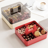 Maxbell Divided Serving Tray with Lid Dustproof for Chinese New Year Wedding Kitchen red and 1 layer