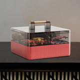 Maxbell Divided Serving Tray with Lid Dustproof for Chinese New Year Wedding Kitchen red 2 layer