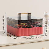 Maxbell Divided Serving Tray with Lid Dustproof for Chinese New Year Wedding Kitchen red 2 layer