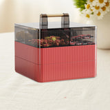 Maxbell Divided Serving Tray with Lid Dustproof for Chinese New Year Wedding Kitchen red 3 layer
