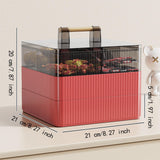 Maxbell Divided Serving Tray with Lid Dustproof for Chinese New Year Wedding Kitchen red 3 layer