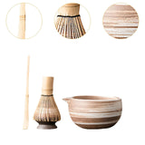 Maxbell Matcha Set for Tea Lovers Tea Making Tools Set Bamboo Matcha Whisk and Stand mixed colors bowl