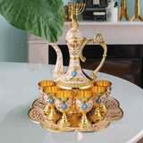 Maxbell Teapot Tea Tray Metal Cups Metal Wine Glass Jug Set for Party Living Wedding white