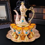 Maxbell Teapot Tea Tray Metal Cups Metal Wine Glass Jug Set for Party Living Wedding white