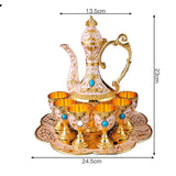 Maxbell Teapot Tea Tray Metal Cups Metal Wine Glass Jug Set for Party Living Wedding white
