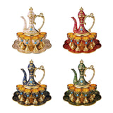 Maxbell Teapot Tea Tray Metal Cups Metal Wine Glass Jug Set for Party Living Wedding white