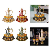 Maxbell Teapot Tea Tray Metal Cups Metal Wine Glass Jug Set for Party Living Wedding white