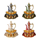 Maxbell Teapot Tea Tray Metal Cups Metal Wine Glass Jug Set for Party Living Wedding white