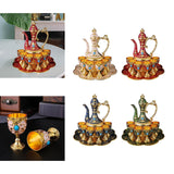 Maxbell Teapot Tea Tray Metal Cups Metal Wine Glass Jug Set for Party Living Wedding white