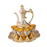 Maxbell Teapot Tea Tray Metal Cups Metal Wine Glass Jug Set for Party Living Wedding white