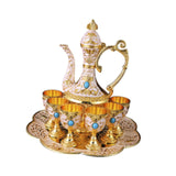 Maxbell Teapot Tea Tray Metal Cups Metal Wine Glass Jug Set for Party Living Wedding white