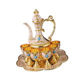 Maxbell Teapot Tea Tray Metal Cups Metal Wine Glass Jug Set for Party Living Wedding white