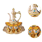 Maxbell Teapot Tea Tray Metal Cups Metal Wine Glass Jug Set for Party Living Wedding white