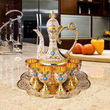 Maxbell Teapot Tea Tray Metal Cups Metal Wine Glass Jug Set for Party Living Wedding white
