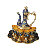Maxbell Teapot Tea Tray Metal Cups Metal Wine Glass Jug Set for Party Living Wedding blue