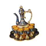 Maxbell Teapot Tea Tray Metal Cups Metal Wine Glass Jug Set for Party Living Wedding blue