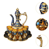 Maxbell Teapot Tea Tray Metal Cups Metal Wine Glass Jug Set for Party Living Wedding blue