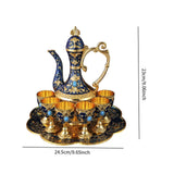 Maxbell Teapot Tea Tray Metal Cups Metal Wine Glass Jug Set for Party Living Wedding blue