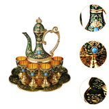 Maxbell Teapot Tea Tray Metal Cups Metal Wine Glass Jug Set for Party Living Wedding green