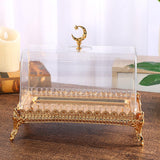 Maxbell Cake Stand with Acrylic Lid Butter Dish for Desserts Cakes Banquets Supplies Golden