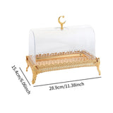 Maxbell Cake Stand with Acrylic Lid Butter Dish for Desserts Cakes Banquets Supplies Golden