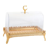Maxbell Cake Stand with Acrylic Lid Butter Dish for Desserts Cakes Banquets Supplies Golden