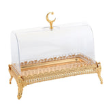 Maxbell Cake Stand with Acrylic Lid Butter Dish for Desserts Cakes Banquets Supplies Golden