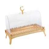 Maxbell Cake Stand with Acrylic Lid Butter Dish for Desserts Cakes Banquets Supplies Golden