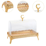 Maxbell Cake Stand with Acrylic Lid Butter Dish for Desserts Cakes Banquets Supplies Golden