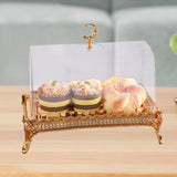 Maxbell Cake Stand with Acrylic Lid Butter Dish for Desserts Cakes Banquets Supplies Golden