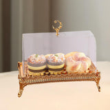 Maxbell Cake Stand with Acrylic Lid Butter Dish for Desserts Cakes Banquets Supplies Golden