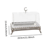 Maxbell Cake Stand with Acrylic Lid Butter Dish for Desserts Cakes Banquets Supplies Silver