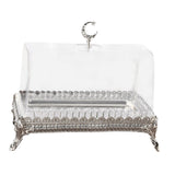 Maxbell Cake Stand with Acrylic Lid Butter Dish for Desserts Cakes Banquets Supplies Silver