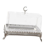 Maxbell Cake Stand with Acrylic Lid Butter Dish for Desserts Cakes Banquets Supplies Silver