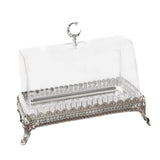 Maxbell Cake Stand with Acrylic Lid Butter Dish for Desserts Cakes Banquets Supplies Silver