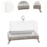 Maxbell Cake Stand with Acrylic Lid Butter Dish for Desserts Cakes Banquets Supplies Silver
