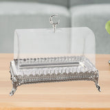 Maxbell Cake Stand with Acrylic Lid Butter Dish for Desserts Cakes Banquets Supplies Silver