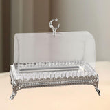 Maxbell Cake Stand with Acrylic Lid Butter Dish for Desserts Cakes Banquets Supplies Silver