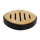 Maxbell Soap Holder No Slip Home Decor Container Soap Rack for Home Bathtub Bathroom black bamboo