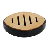 Maxbell Soap Holder No Slip Home Decor Container Soap Rack for Home Bathtub Bathroom black bamboo