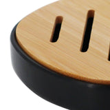 Maxbell Soap Holder No Slip Home Decor Container Soap Rack for Home Bathtub Bathroom black bamboo