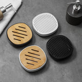 Maxbell Soap Holder No Slip Home Decor Container Soap Rack for Home Bathtub Bathroom black bamboo