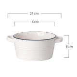 Maxbell Salad Bowl Ceramic Double Ear Decorative Serving Bowl for Yogurt Snacks Rice Without lid