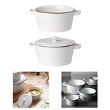 Maxbell Salad Bowl Ceramic Double Ear Decorative Serving Bowl for Yogurt Snacks Rice Without lid