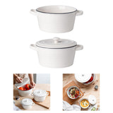 Maxbell Salad Bowl Ceramic Double Ear Decorative Serving Bowl for Yogurt Snacks Rice Without lid