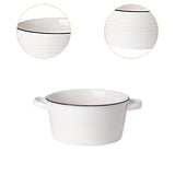 Maxbell Salad Bowl Ceramic Double Ear Decorative Serving Bowl for Yogurt Snacks Rice Without lid