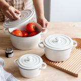 Maxbell Salad Bowl Ceramic Double Ear Decorative Serving Bowl for Yogurt Snacks Rice Without lid