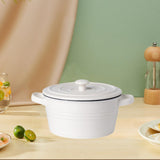 Maxbell Salad Bowl Ceramic Double Ear Decorative Serving Bowl for Yogurt Snacks Rice with lid