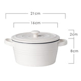 Maxbell Salad Bowl Ceramic Double Ear Decorative Serving Bowl for Yogurt Snacks Rice with lid