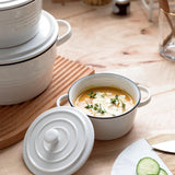 Maxbell Salad Bowl Ceramic Double Ear Decorative Serving Bowl for Yogurt Snacks Rice with lid